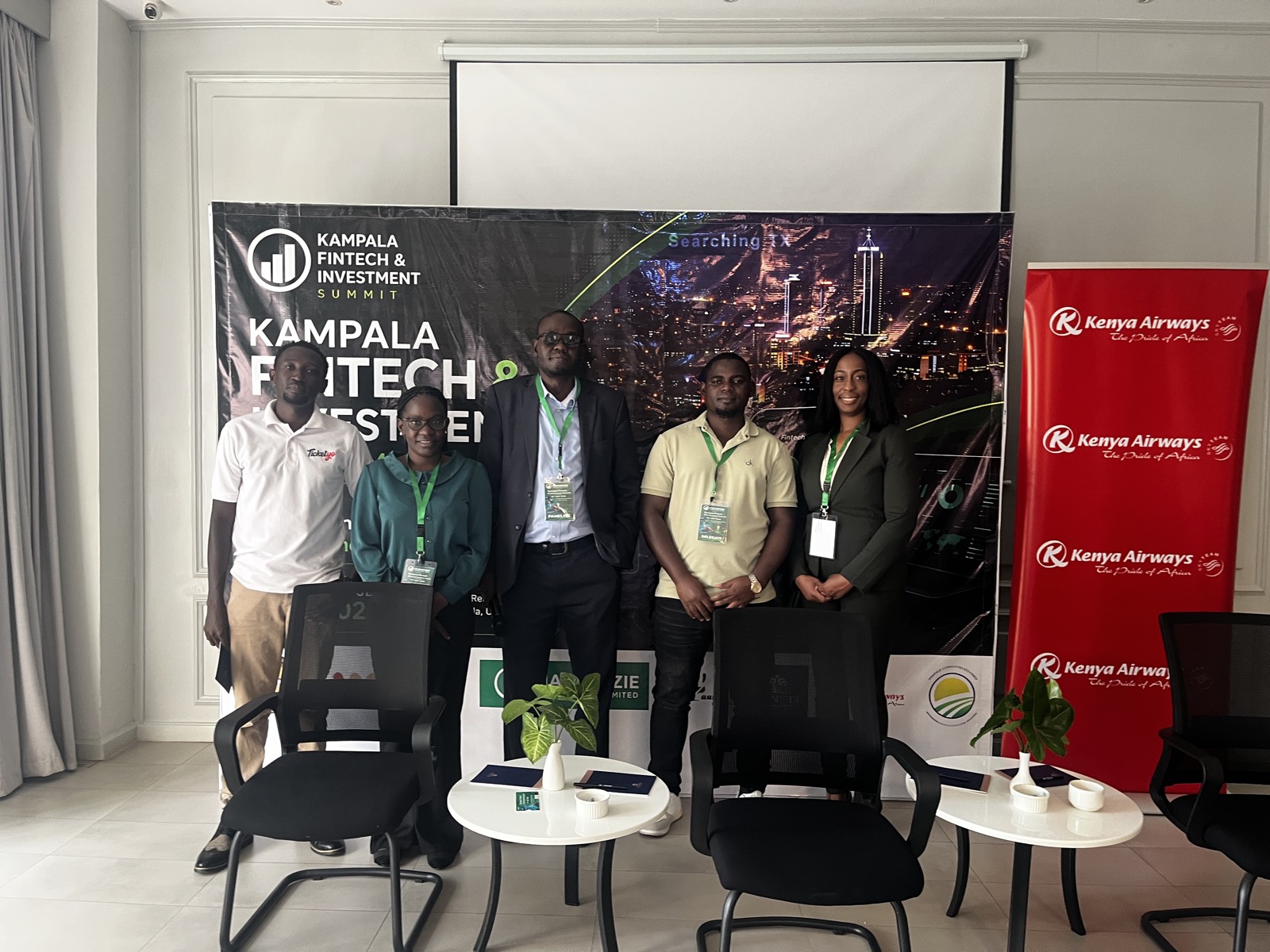 Dana Mincey-Breaux with East African fintech founders and leaders at the Kampala Fintech & Investment Summit, Kampala, Uganda